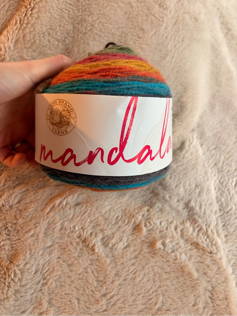 Lion Brand Mandala Multicolor Gradient Yarn Ball - Vibrant Rainbow